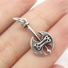 925 Sterling Silver Vintage Viking Double Headed Axe Pendant