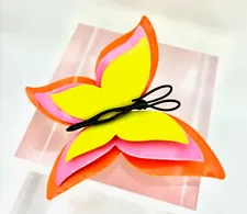 RARE VTG COROCRAFT NEON BUTTERFLY BROOCH ICONIC 1960s PIN AMAZING NEON COLORS