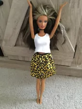 2017 Mattel Barbie Yellow Cheetah Print Skirt #FPH22 #FPH28 Barbie Doll Skirt