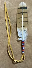 Native American Sioux Beaded Imitation Red Tail Hawk Feather