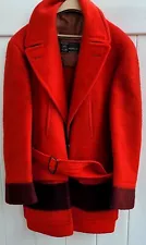 VTG Hudson's Bay Company Blanket Peacoat Coat Jacket Red With Belt RAREð¥