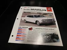 1965 Rambler Marlin Spec Sheet Brochure Photo Poster