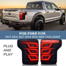 Pair LED Tail Light For Ford F150 2015-2020 Smoke Rear Lamps Sequential Assembly