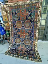 Auth: 19th C Kurdish Tribal Rug Mystical Art For Collectors Organic 4x7 NR