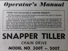 Snapper Walk-Behind 300T to 500T Tiller &Engine Owner & Parts Manual Chain Drive