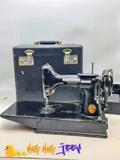 1949 SINGER 221 FEATHERWEIGHT SEWING MACHINE WITH CASE AND ACCESSORIES