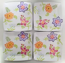 Longaberger Melamine Summertime Floral 4 Dinner Plates 31928 New in Box NEW!