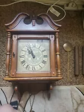 Rare New England Clock Company Weight Driven Wall Clock Vintage