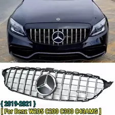 Front Upper Grille For Mercedes Benz 2019-2021 W205 C-Class C300 Grill W/3D Star