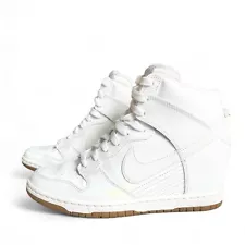 Nike Dunk Sky Hi Hidden Wedge Heel High White Leather Gum Sole Shoe Womens 8