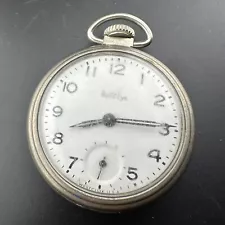 Vintage Bulls Eye Westclox Vintage Mechanical Wind Up Pocket Watch USA - RUNS