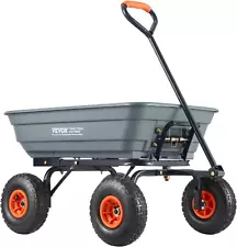 Dump Cart, Poly Garden Cart Easy Assemble Steel Frame 600 lbs Capacity 10" Tires