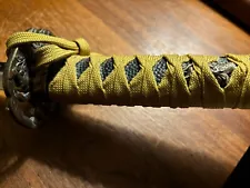 Japanese Samurai Sword (Katana); ornate details; gold wrap; brass relief designs