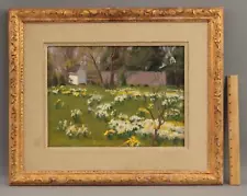 Signed T. ALLEN LAWSON Old Lyme CT Daffodils Impressionist Landscape Painting NR