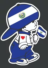 El Salvador Boy Decal Salvadorian flag Decal Car Window Vinyl Sticker Salvadoreñ