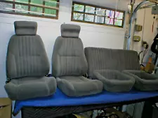 1982-2002 Camaro Firebird CHARCOAL GREY VALOUR CLOTH FRONT REAR SEATS SET GM OEM (For: More than one vehicle)