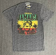 JAMAICA ONE LOVE Gray Graphic T-Shirt Red Yellow Green Men's M