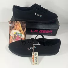 Original LA GEAR 80's Women's Canvas Work Shoes Black Sz 6 NOS