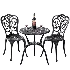 Outdoor Patio Bistro Set 3 PieceCast Aluminum Bistro Table and Chairs for Yard