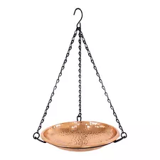 Copper Hand-Hammered Hanging Bird Bath or Bird Feeder with Chain by Sunnydaze