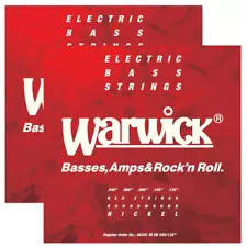 2-Pack of Warwick Red Label 5-String Bass String Set, Nickel-Plated Steel 45-135