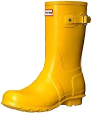 HUNTER WOMEN ORIGINAL SHORT MATTE Rain Boots Yellow Matte New