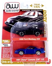 2023 Auto World Black 1986 Ford Mustang SVO Blue 1991 Chevy Camaro Z28 1LE