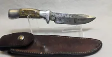 Early,Vintage, R.H. Ruana Bonner Montana M hunting knife with sheath, SHIPS FREE