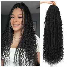 Crochet Boho Box Braids with Human Hair Curls: 96 Strands Goddess Curly Hair for