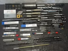 Lot of Machinist Lathe Tools HSS Taps Drills Carbide End Mills Cutters Metal