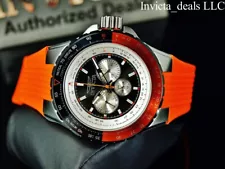 Invicta Men's 50mm AVIATOR NAUTICAL Series Quartz BLACK DIAL Orange Tone SS Watc