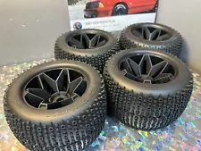 (4) HPI Savage X 4.6 GT-6 Tires & Havok Black 17mm Wheels XL Flux 5.9 Rim Foam