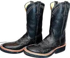 Rios of Mercedes Black Smooth Ostrich Crepe Sole Cowboy Boots 6.5 D Ladies 7.5-8