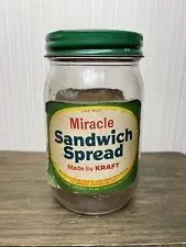 Vintage Kraft Miracle Sandwich Spread Paper Label Salad Dressing Glass Jar