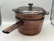 Pyrex Corning Vision Ware Amber Double Boiler USA V-20-B / 1.5L / V-1.5-B