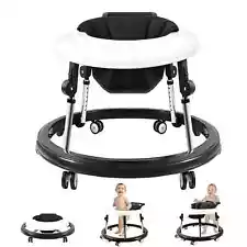 baby walker Foldable Height Adjustable Infant Toddler Walker w Wheels Foot pad