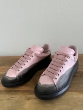 New $740 Alexander Mcqueen Oversized Dip-Dye Leather Sneakers, Pink & Black