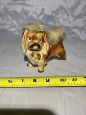 VINTAGE PEKINGESE FIGURE W/ FUR