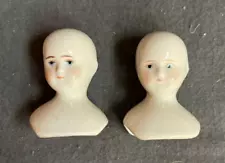 Pair Glazed Porcelain Head & Shoulder Dolls marked on back Mark Farmer