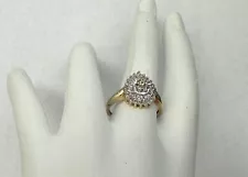 Estate Sale 10 Karat Yellow Gold Genuine Diamond Ladies Cluster Ring