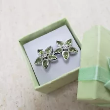 Arizona Peridot and Cambodian Zircon Sterling Silver Studs - New and Sealed