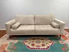 Gently Used Couch - Hazela Sofa (Ashley Furniture) - Cream Color, Accent Pillows