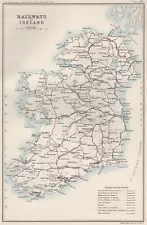 IRELAND RAILWAYS showing railway systems & companies. BARTHOLOMEW 1904 old map