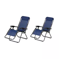 Caravan Canopy Infinity Zero Gravity Steel Frame Patio Chair, Blue (Pair) (Used)