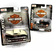 "2" MaisTo 1:64 TRUCKS( 1936 Ford Coupe0 Harley Davidson)&(1936 Chevy) HARLEY-DA