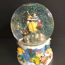 Disney Snow White Enesco Musical Water Globe Xmas Prince Dwarfs Works Holiday