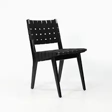 2021 Jens Risom for Knoll Risom Side Dining Chair Ebonized Maple & Black Webbing