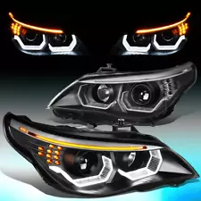 FOR 2004-2007 BMW E60 525I 530I LED SIGNAL 3D HALO DRL PROJECTOR HEADLIGHT LAMP