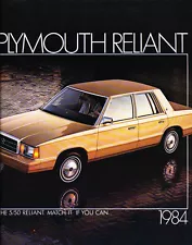 1984 Plymouth Reliant K 18-page Original Car Sales Brochure Catalog