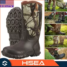 HISEA Men Neoprene Rain Boots Waterproof Insulated Hunting Fishing Mud Work Boot